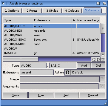 Browser Settings: Viewers Tab