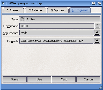 Program Settings: Programs Tab
