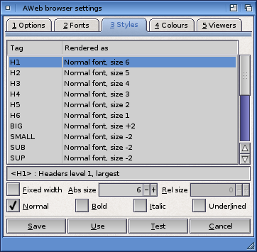 Browser Settings: Styless Tab