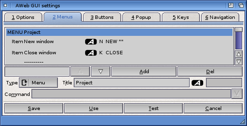 GUI Settings: Menus Tab