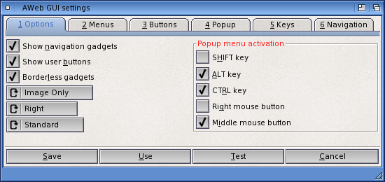 GUI Settings: Options Tab