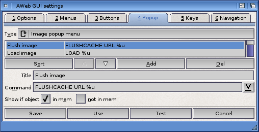 GUI Settings: Popup Tab