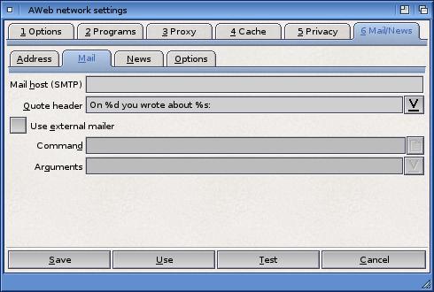 Network Settings: Mail/News->Mail Tab