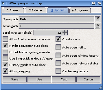 Program Settings: Options Tab
